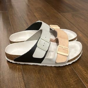 Birkenstock Size 8/8.5/39 Arizona Split Nubuck Leather Mineral/Light Rose